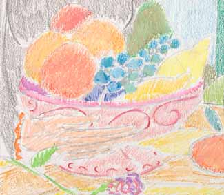 dessin michel ducruet, panier de fruit, still life