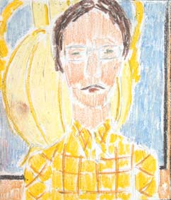 michel ducruet, self portrait in yellows, autoportrait en jaune.1978.