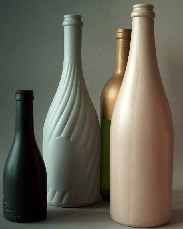 painted bottles, bouteilles peintes