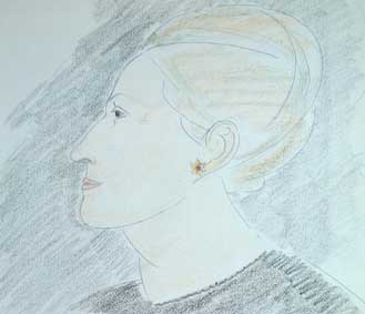 dessin michel ducruet, portrait de Catherine Ducruet, 1980