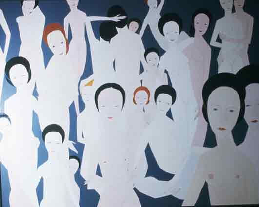 1977, collection Yves Gauthier, longueur 240 cm . " La Communication". huile sur bois.