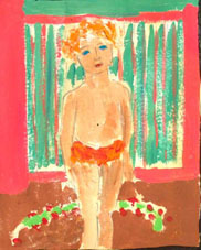 michel ducruet, enfant  la chenille de bois, child with a wooden caterpillar