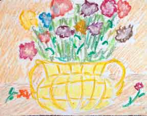 michel ducruet, nature morte au vase jaune et fleurs, still life with yellow bowl and flowers