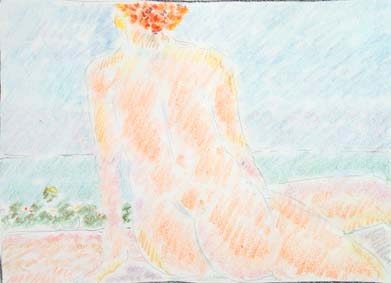 michel ducruet. Baigneuse rousse assise.