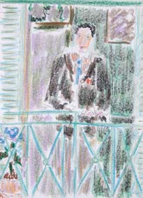 michel ducruet 1990. balcon. homme seul.