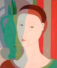 femme professeur . huile sur toile