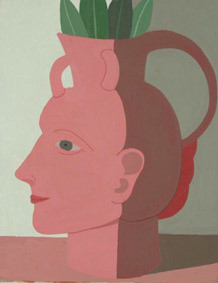 22x19 cm .vase anthropomorphe-11. huile sur bois.