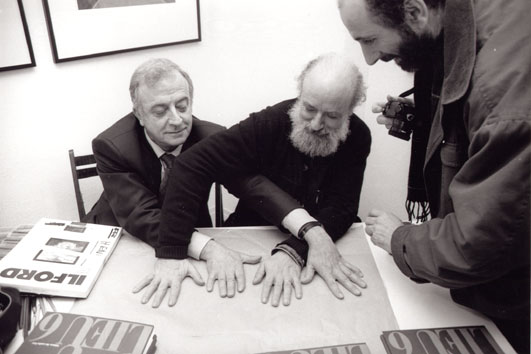 Henri Maccheroni, Michel Butor , Maxime Godard. Galerie alain Oudin, vernissage. 1993l