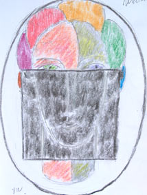 michel ducruet- carr noir transparent. crayons de couleur