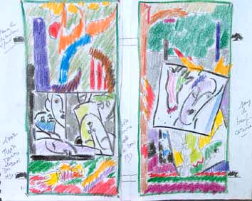 effondrement des twin towers. crayons et pastels  l'huile