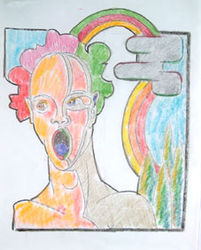 michel ducruet, scream queen, hurleuse. crayons de couleur