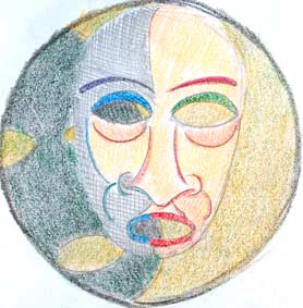 michel ducruet. masque de thtre 3. crayons de couleur