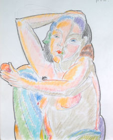 michel ducruet. pose nue. crayons de couleur.3