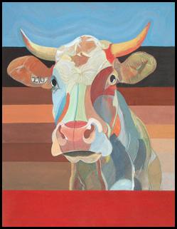 50x70 cm. Portrait de vache par Sophie Leroux. Verneusses .